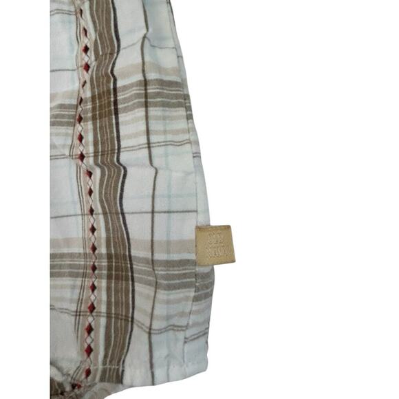 Vintage Old Navy Plaid Western Button Down Short Sleeve Short Pearl Snap 6-12 - Picture 4 of 9